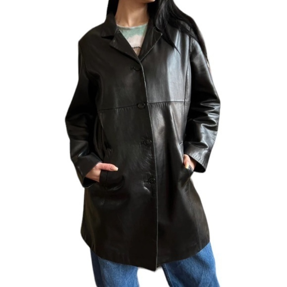 Black Women's Italian Leather Jacket Size 46